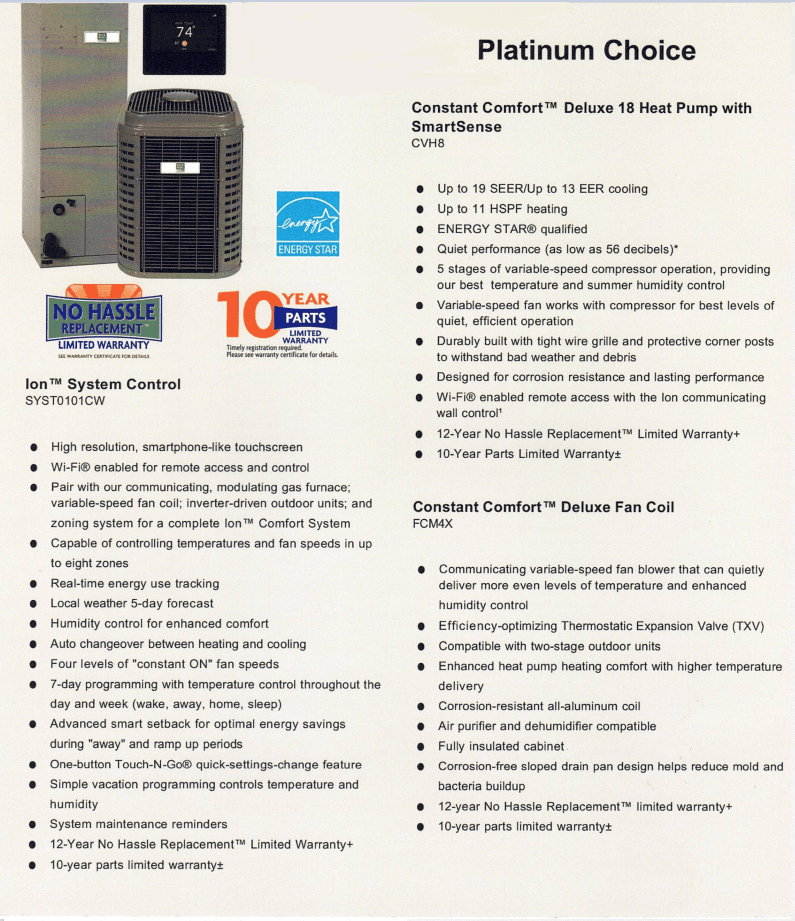 Platinum Choice Heat Pump Info